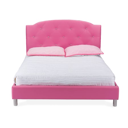 Baxton Studio Canterbury Modern Hot Pink Faux Leather Queen Size Platform Bed 121-6787